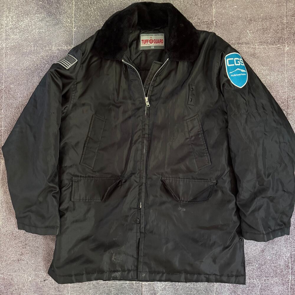 Men's Tuff Guard Black Quilted Insulated Zip Up CGS Security Coat Jacket Sz XS